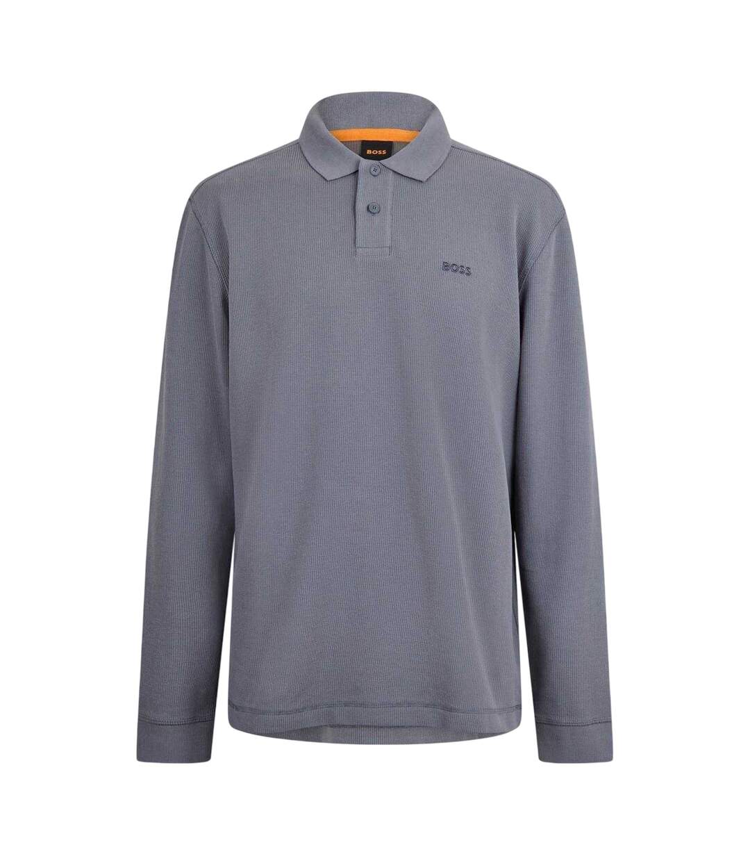 Mens Collared Long-sleeved Polo Shirt Grey Boss-1