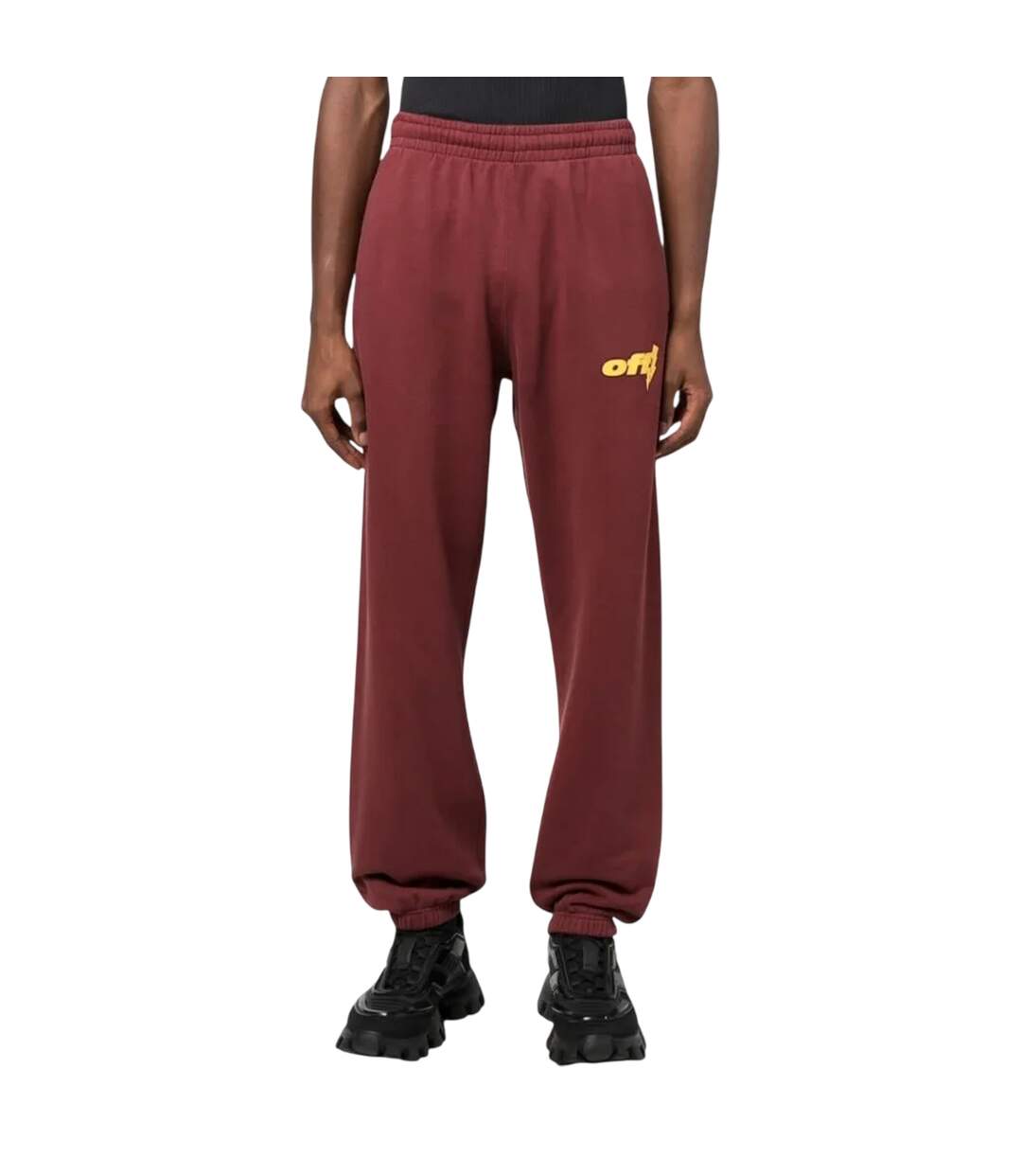 Unisex Adult Thunder Stable Slim Jogging Bottoms Burgundy Off White-3