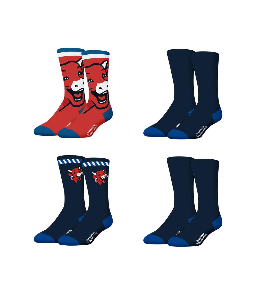 Lot de 4 paires de chaussettes homme La Vache Qui Rit Freegun