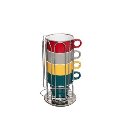 Lot de 4 Mugs & Porte Capsules Rack 26cl Multicolore
