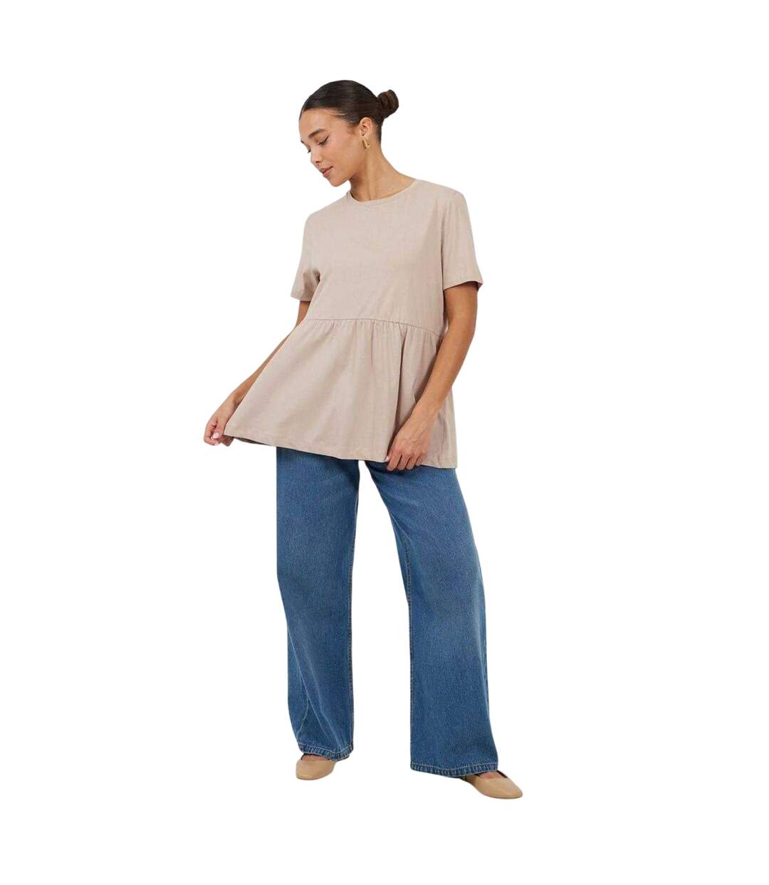 Womens/ladies Swing Smock Panel T-shirt Dress Mushroom Brave Soul-4