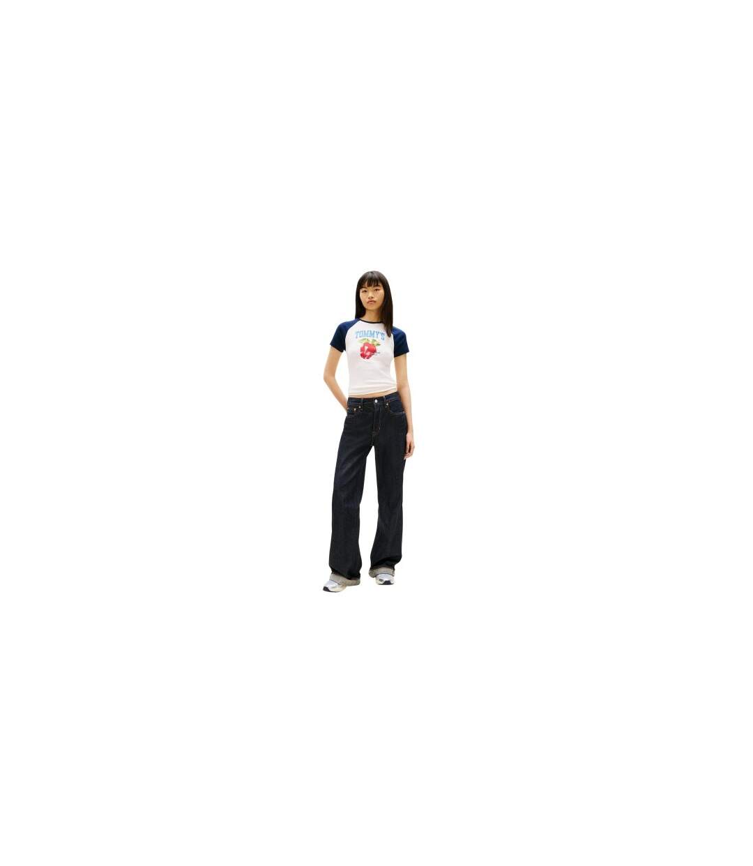 Womens/ladies Fruit Slim T-shirt Antique White Tommy Jeans-1