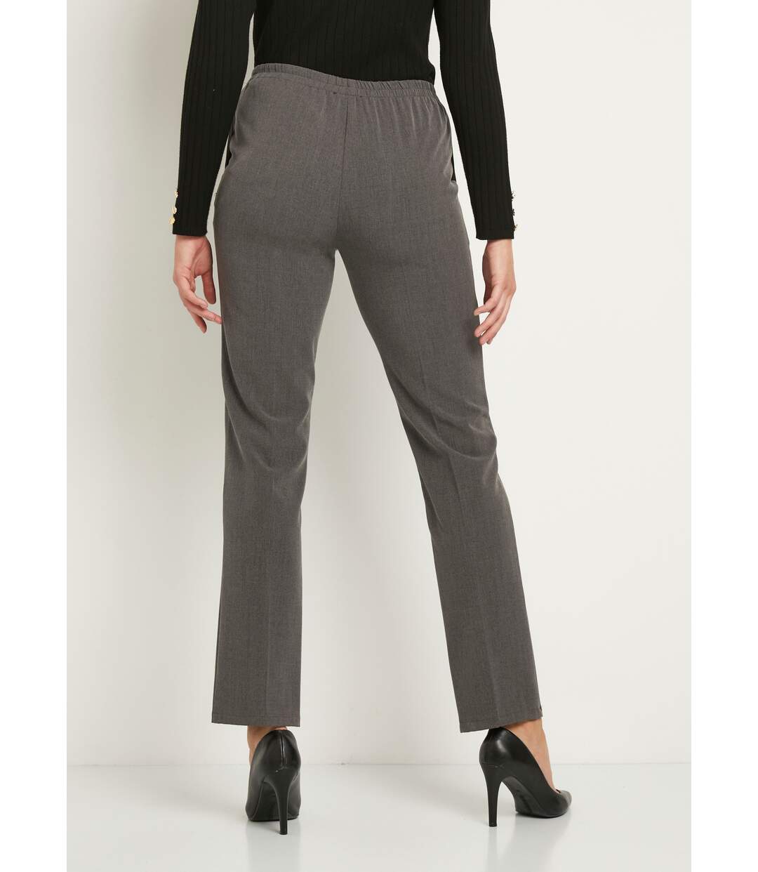 Pantalon droit taille semi-élastiquée-2