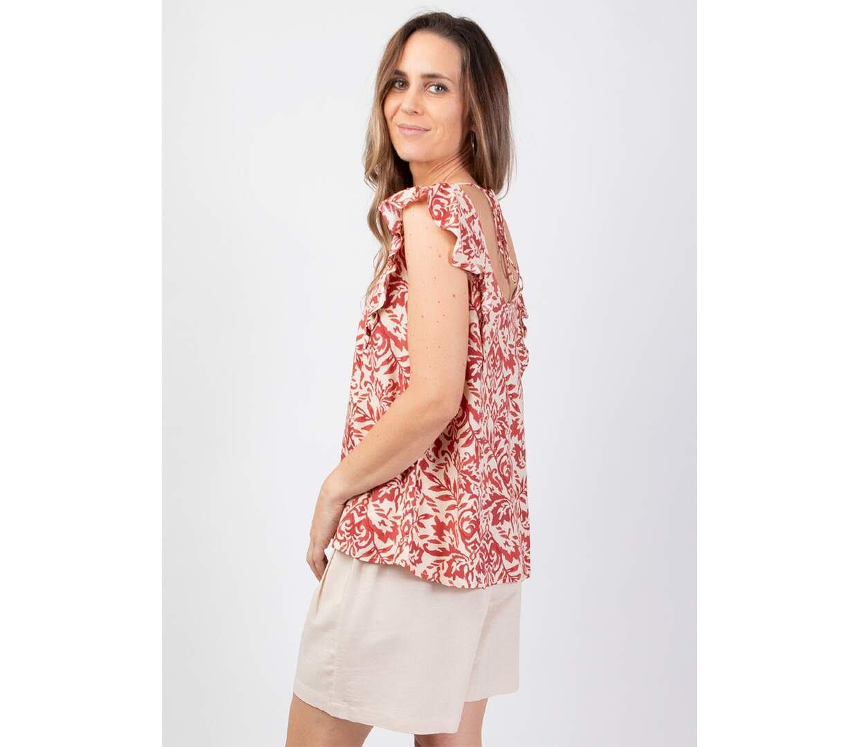 Top sans manches en viscose CHLOE motif ethnique harmonieux Coton Du Monde-3