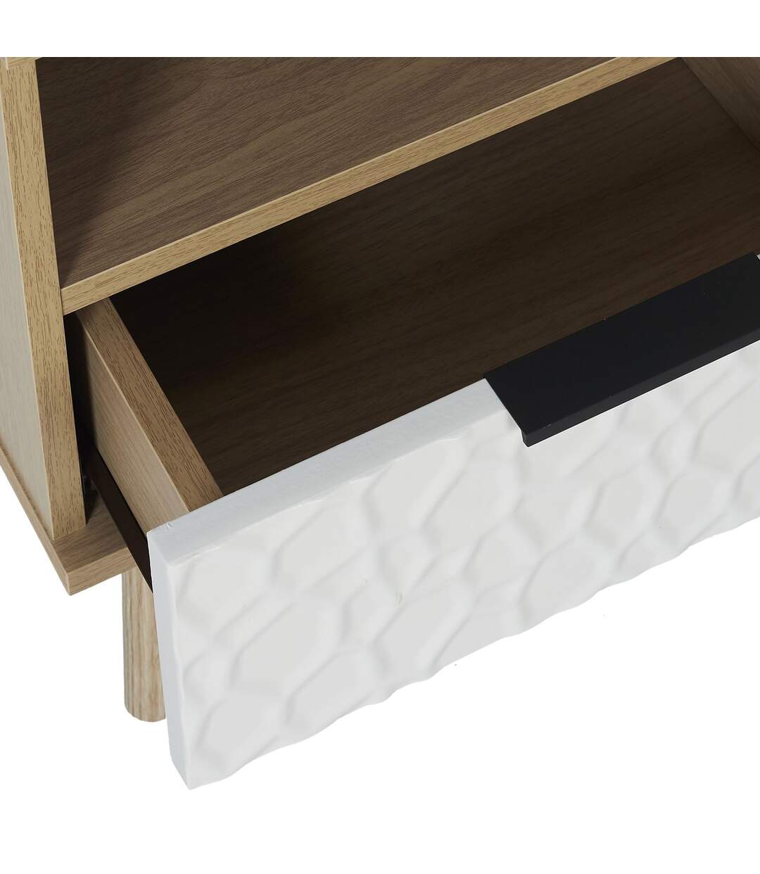 Table de chevet Sven avec 1 tiroir - L. 35 x H. 49 cm - Bois et Blanc-3