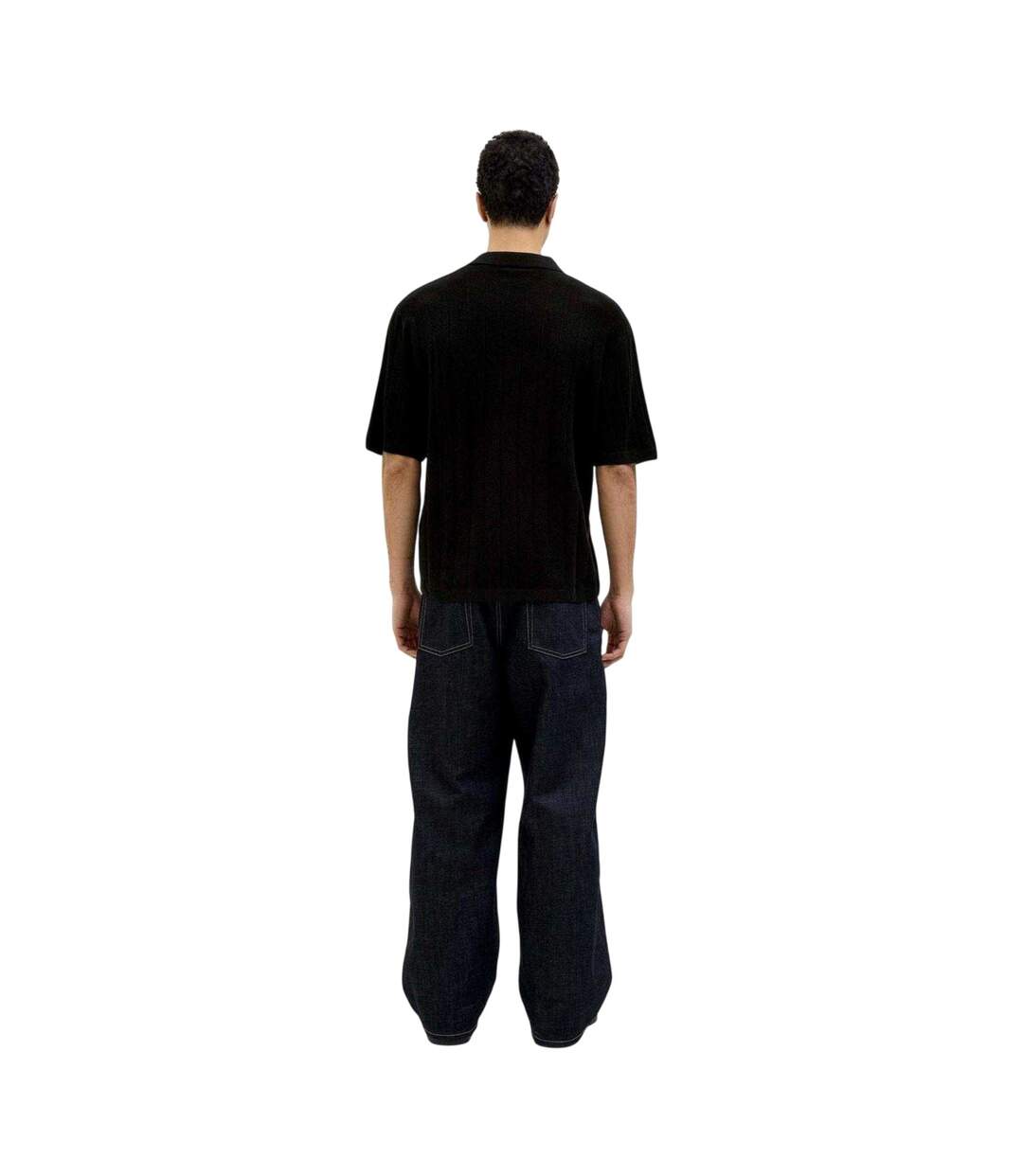 Mens Ribbed Polo Shirt Black Jack And Jones-2