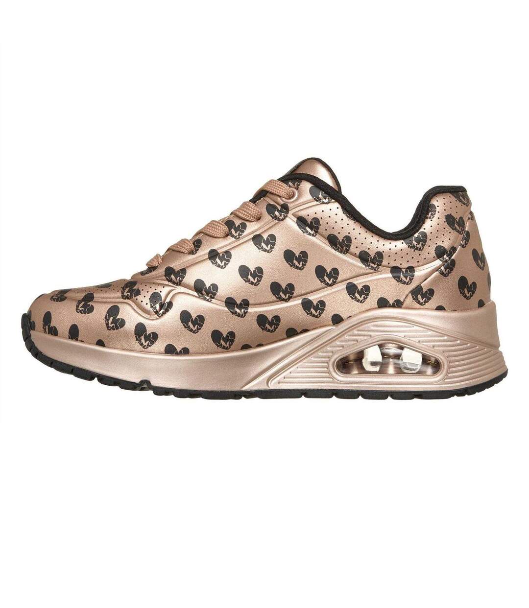 Womens/ladies Hearts Trainers Rose Gold Skechers-2