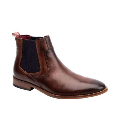Mens leather chelsea boots burnt brown Base London
