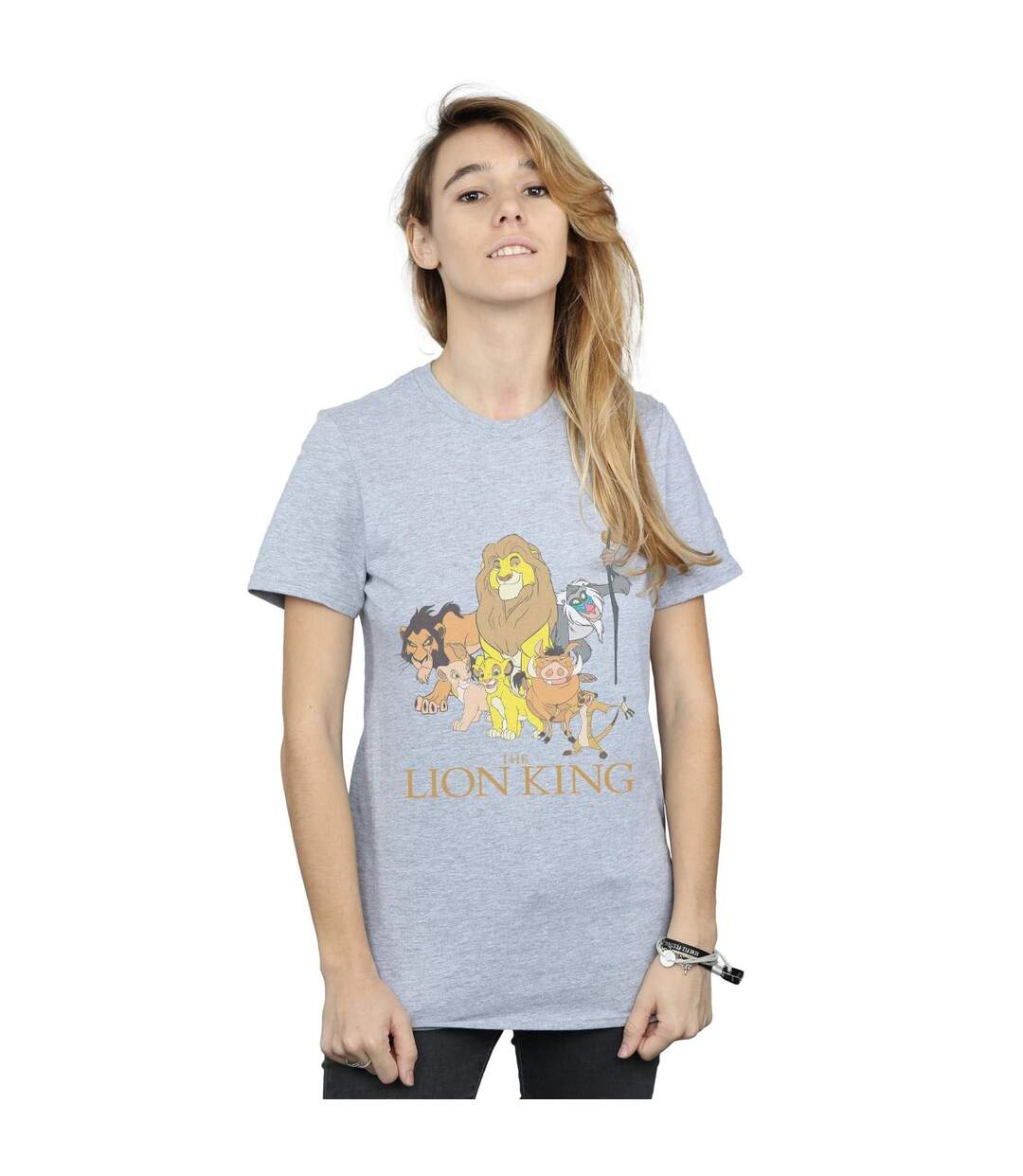Disney Femmes/Ladies The Lion King Group Cotton Boyfriend T-Shirt (Gris sportif) - UTBI29072-2