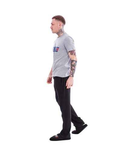 Mens Top Dad Pyjama Set Grey Black Keanu