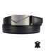Ceinture homme cuir vachette noire 3,5 cmà boucle automatique réglable, surpiqûre ton sur ton (Tailles 115 à 130)-1