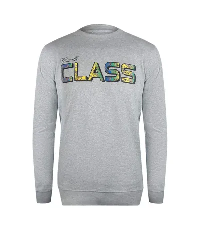 Unisex Adult Floral Logo Sweatshirt Grey Melange Cavalli Class