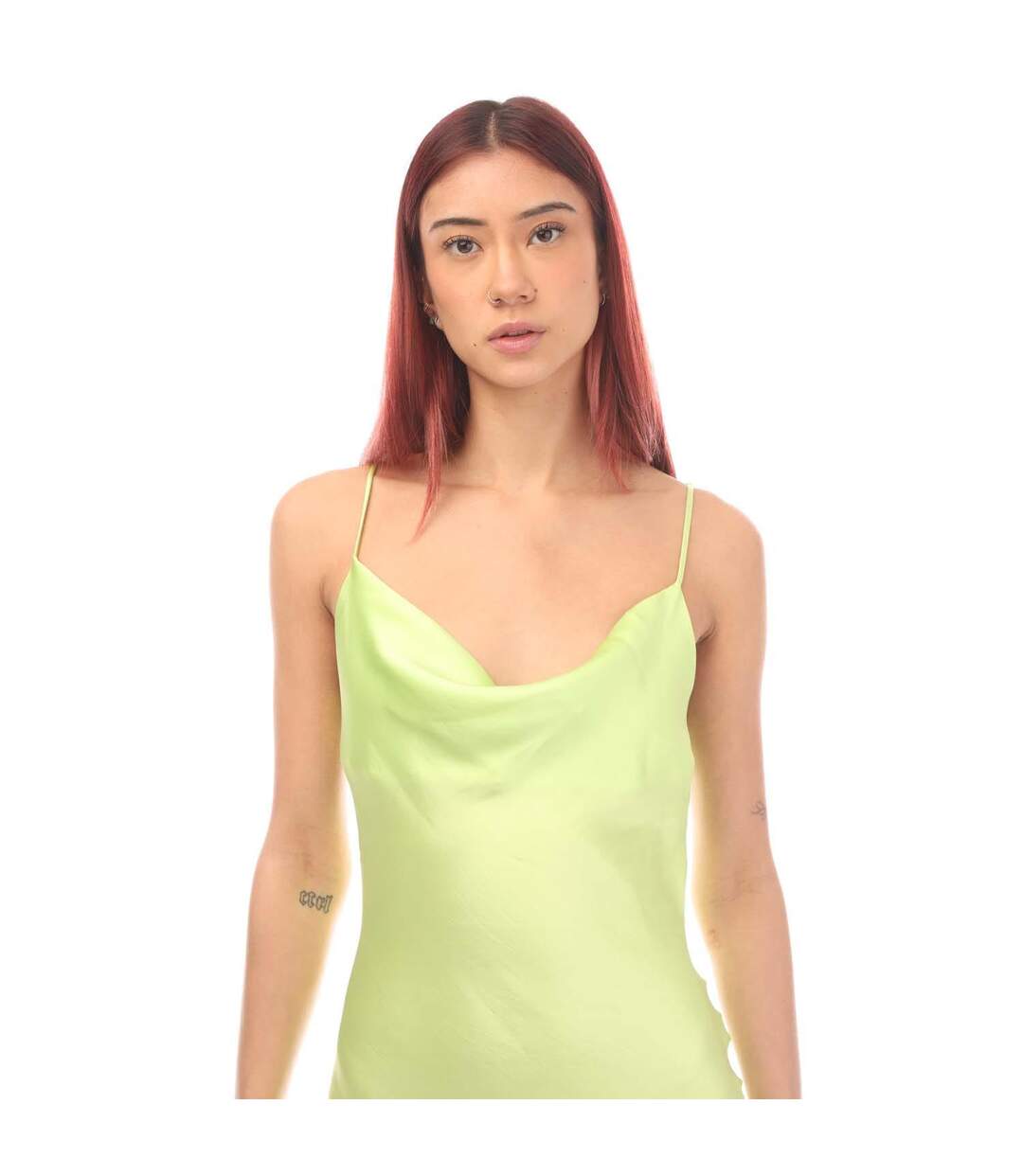 Womens/ladies C_disos Cowl Neck Slip Dress Green Boss-3