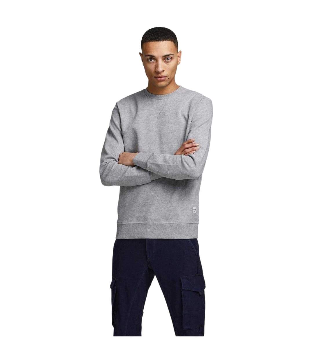 Mens Basic Sweatshirt Light Grey Jack And Jones-4