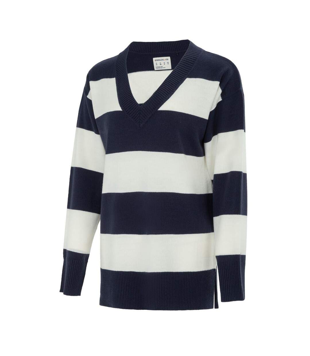 Pull Motif/style À Rayures Femme Bleu Marine Blanc SoulCal-3