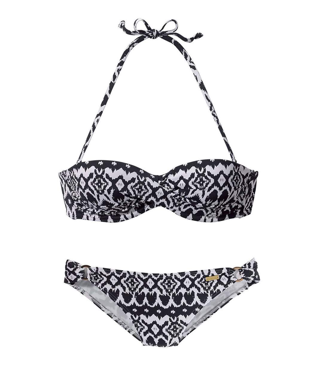 Ensemble 2 pièces bikini bandeau noir Lascana-3