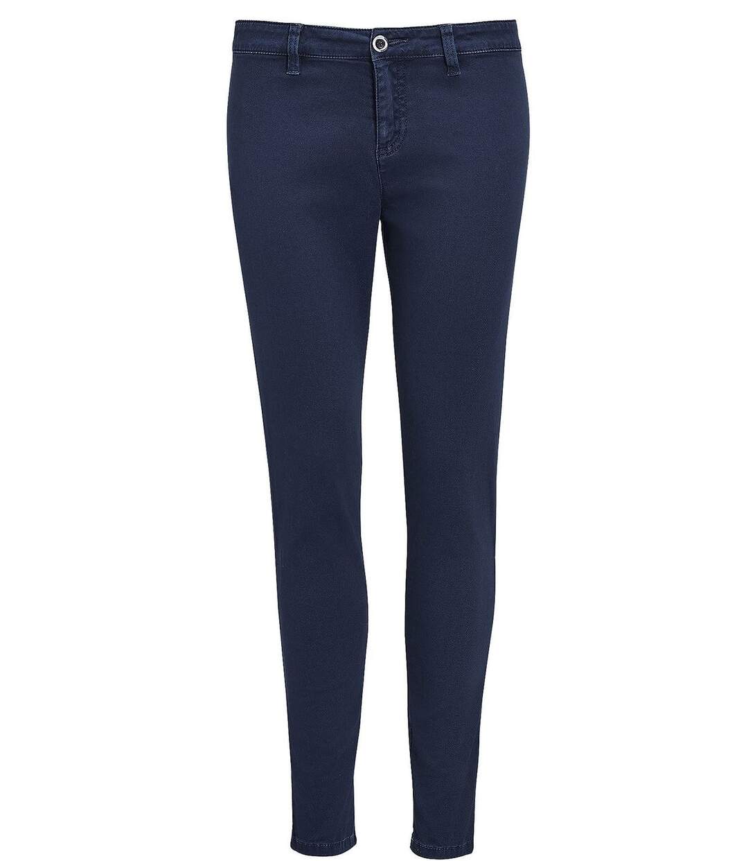 pantalon toile stretch femme - 01425 7-8ème - bleu marine