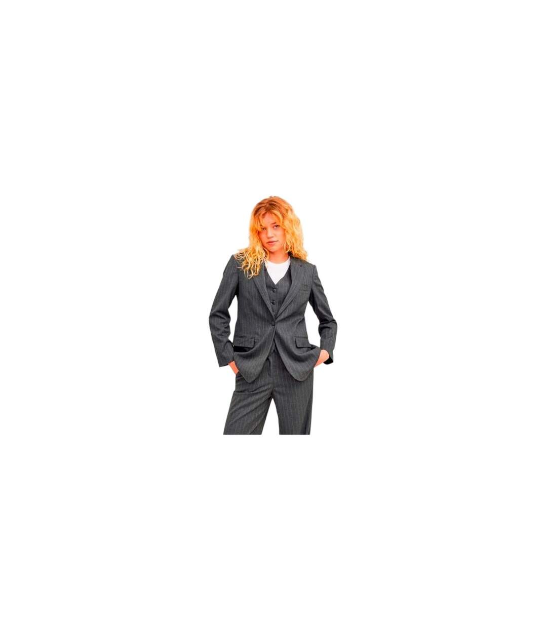 Womens/ladies Mary Stripe Single-breasted Blazer Grey Melange JJXX-1