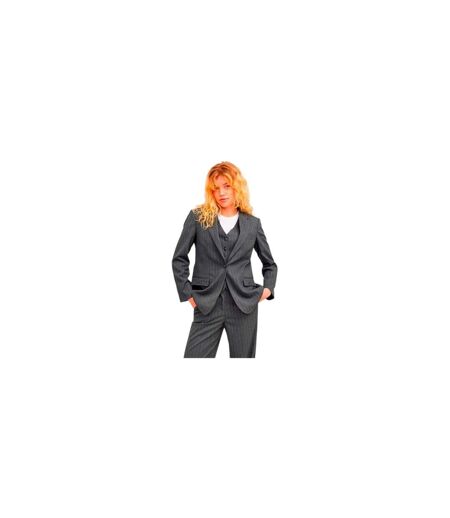 Womens/ladies Mary Stripe Single-breasted Blazer Grey Melange JJXX
