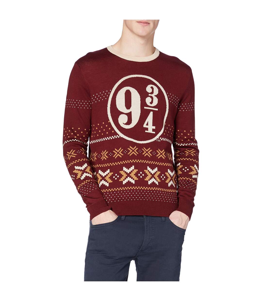 Sweat Noël 3/4 Homme Bordeaux Blanc Harry Potter-2