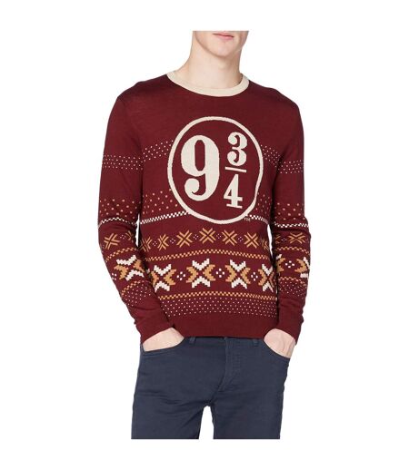 Sweat Noël 3/4 Homme Bordeaux Blanc Harry Potter