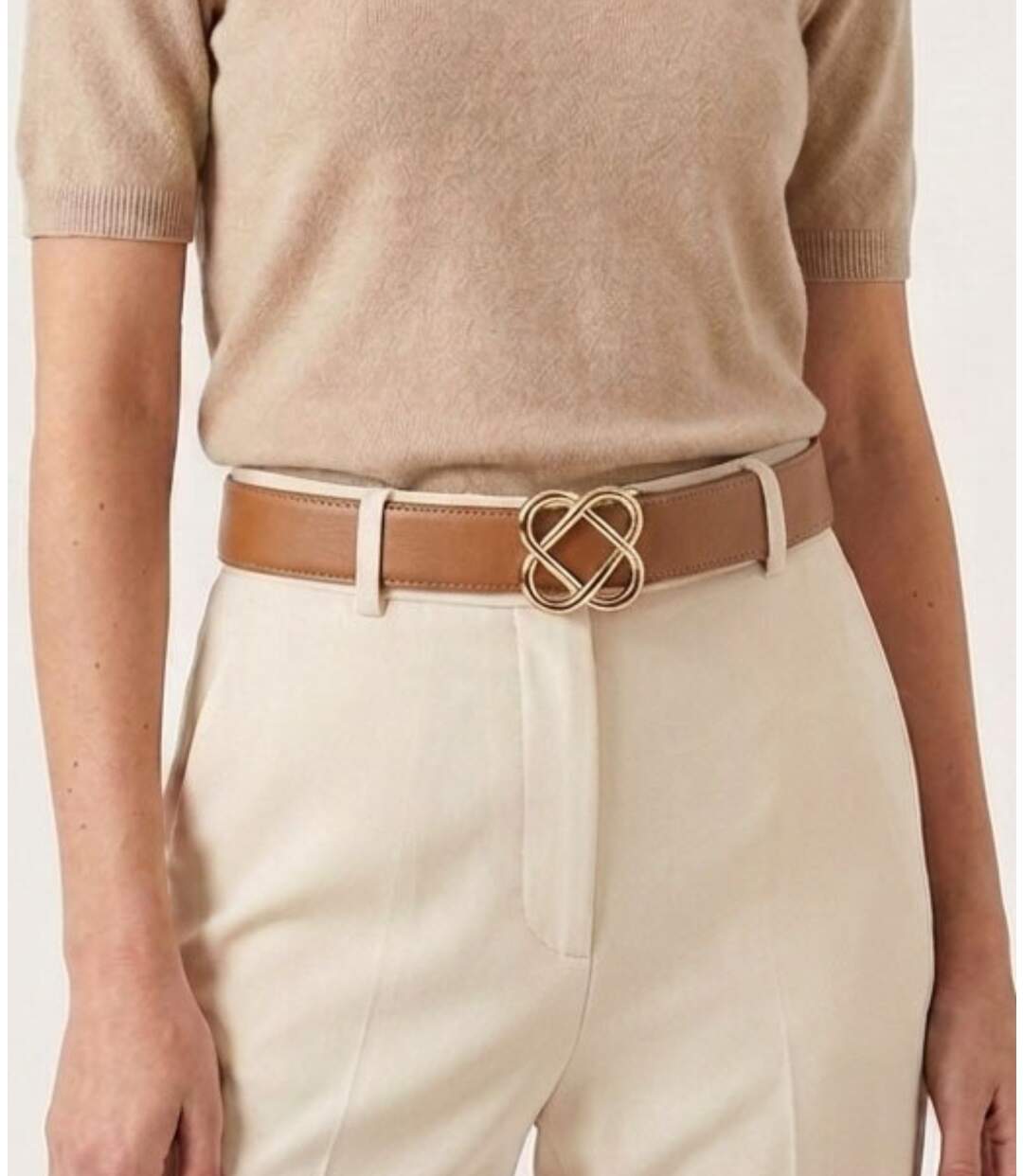 Ceinture automatique boucle crémaillère sans trou pour Femme - 100% cuir - Couleur camel-2