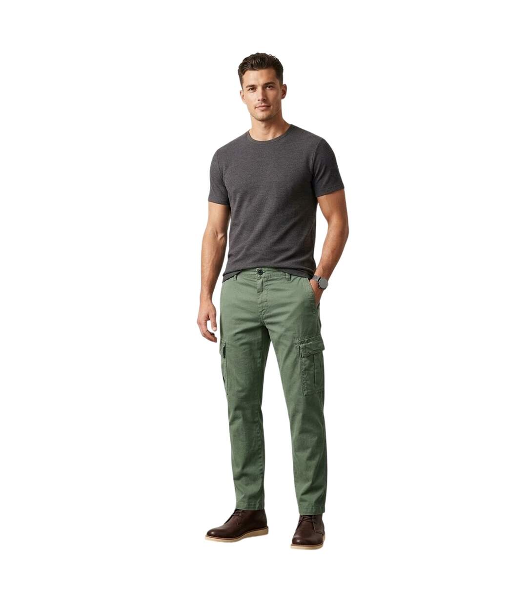 Mens Tailored Cargo Trousers Green Boss-2