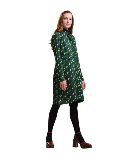 Womens/ladies Orla Kiely Leaf Print Dress Shadow Elm Emerald Regatta