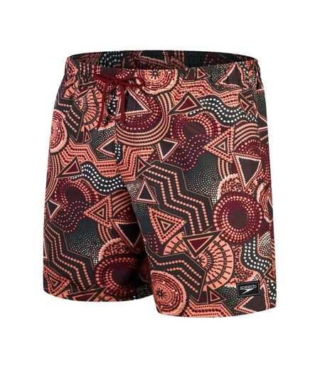 Short De Bain Motif/style Géométrique Homme Noir Rouge Speedo
