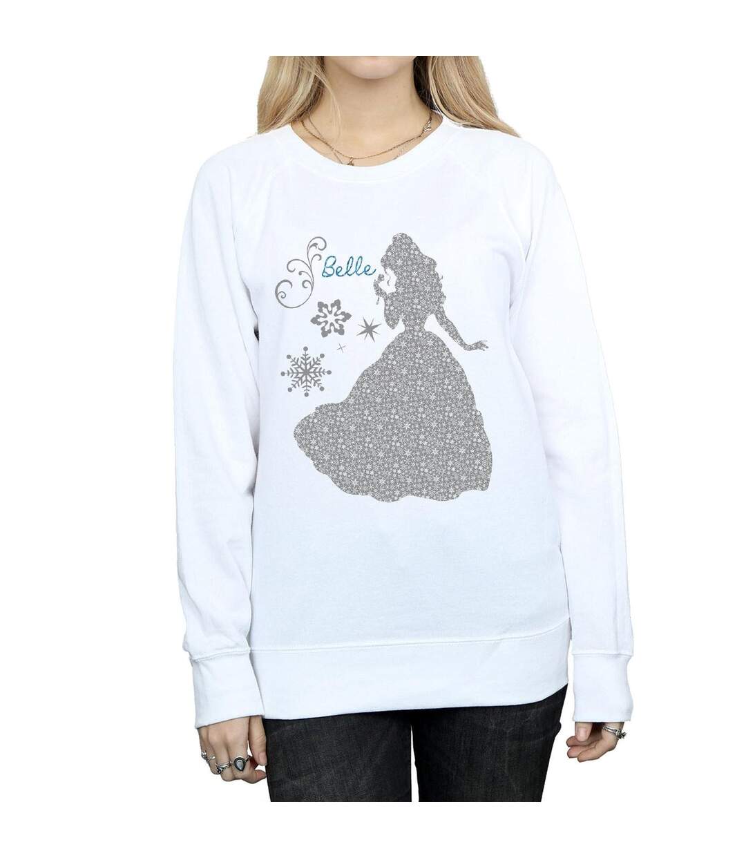 Disney Princess - Sweat BELLE CHRISTMAS SILHOUETTE - Femme (Blanc) - UTBI10276-3