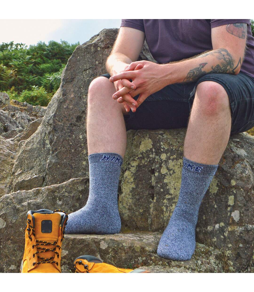 12 Pairs Mens Cushioned Crew Hiking Walking Boot Socks-4