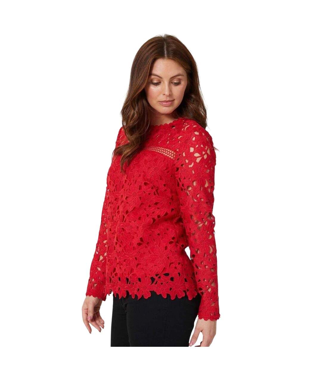 Womens/ladies Lace Top Burgundy Be You-4