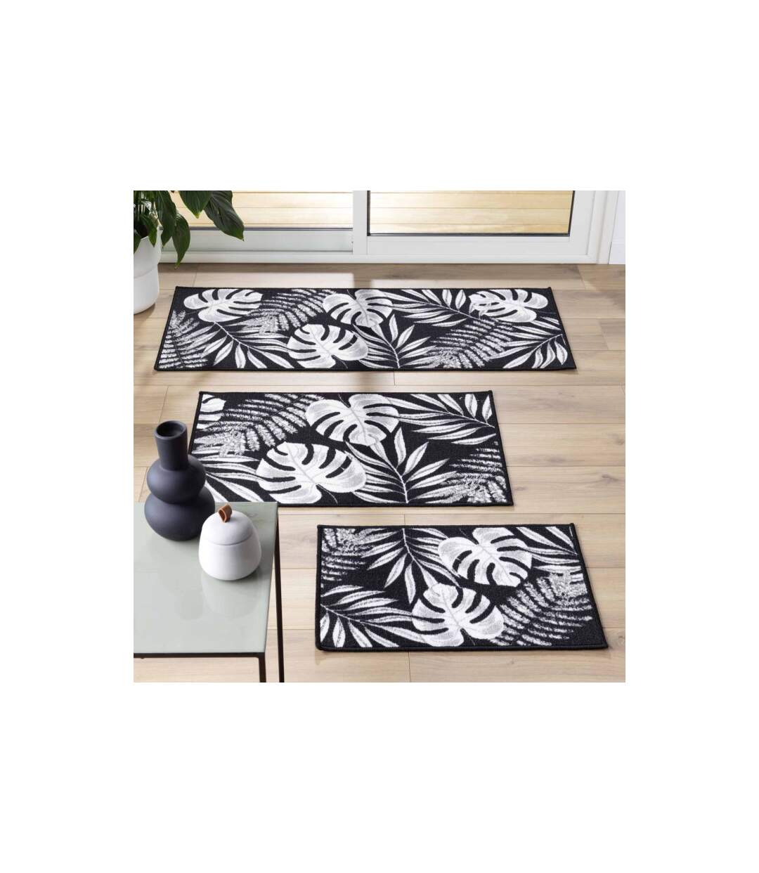 Tapis Imprimé Amber 50x120cm Noir-4