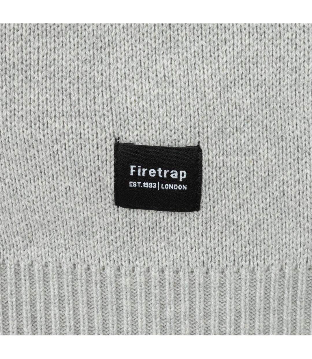 Mens Knitted Cotton Crew Neck Sweatshirt Light Grey Firetrap-3