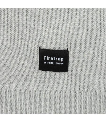 Mens Knitted Cotton Crew Neck Sweatshirt Light Grey Firetrap