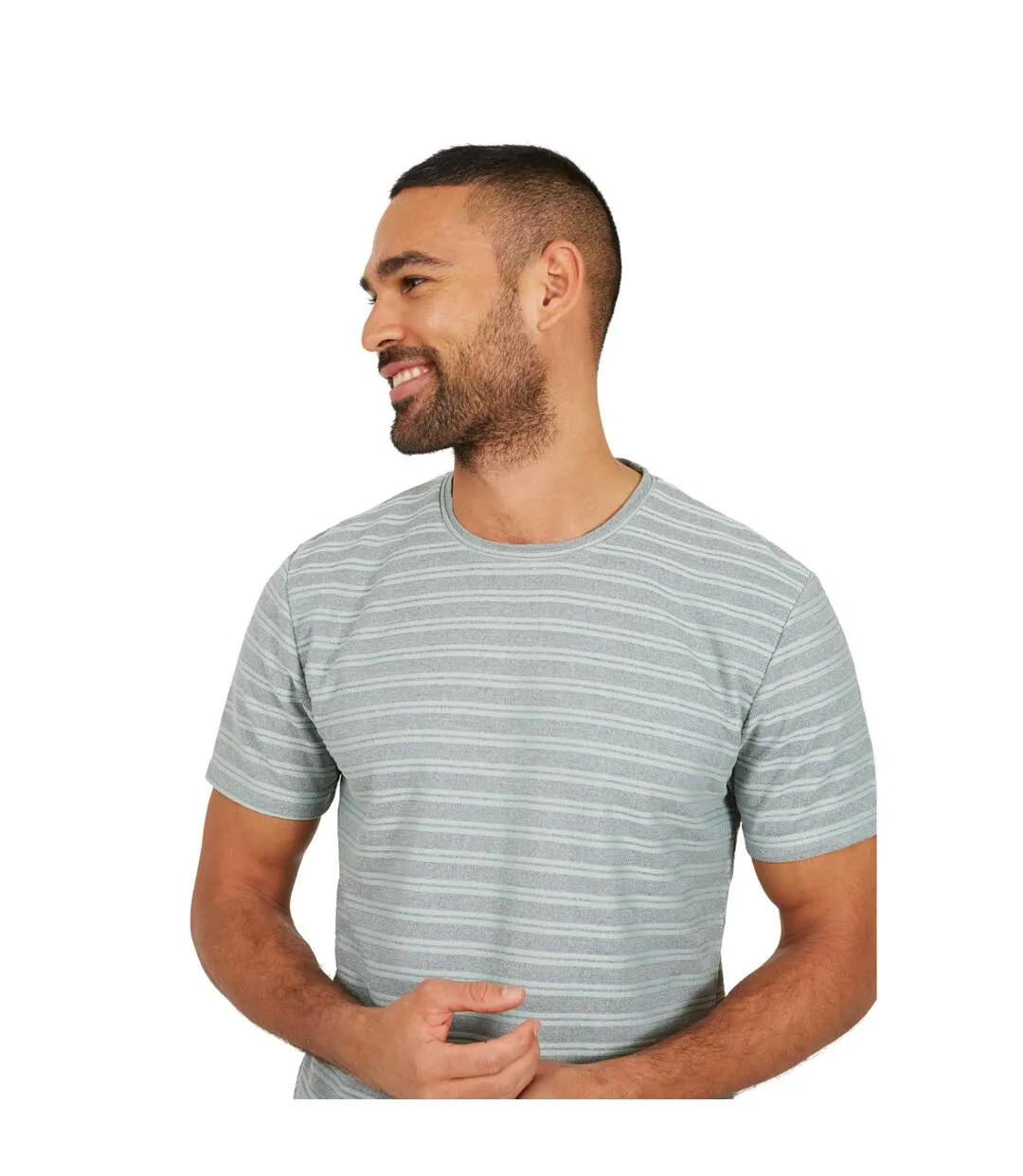 T-shirt Motif/style Rayé Homme Vert Turquoise Pâle Gris Brave Soul-4