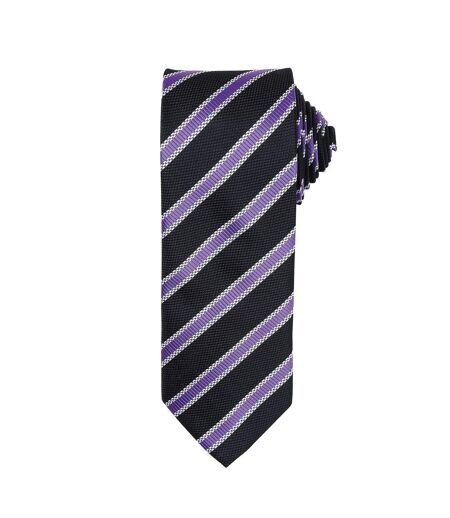Premier Mens Waffle Stripe Formal Business Tie (Pack of 2) (Black/Rich Violet) (One Size)