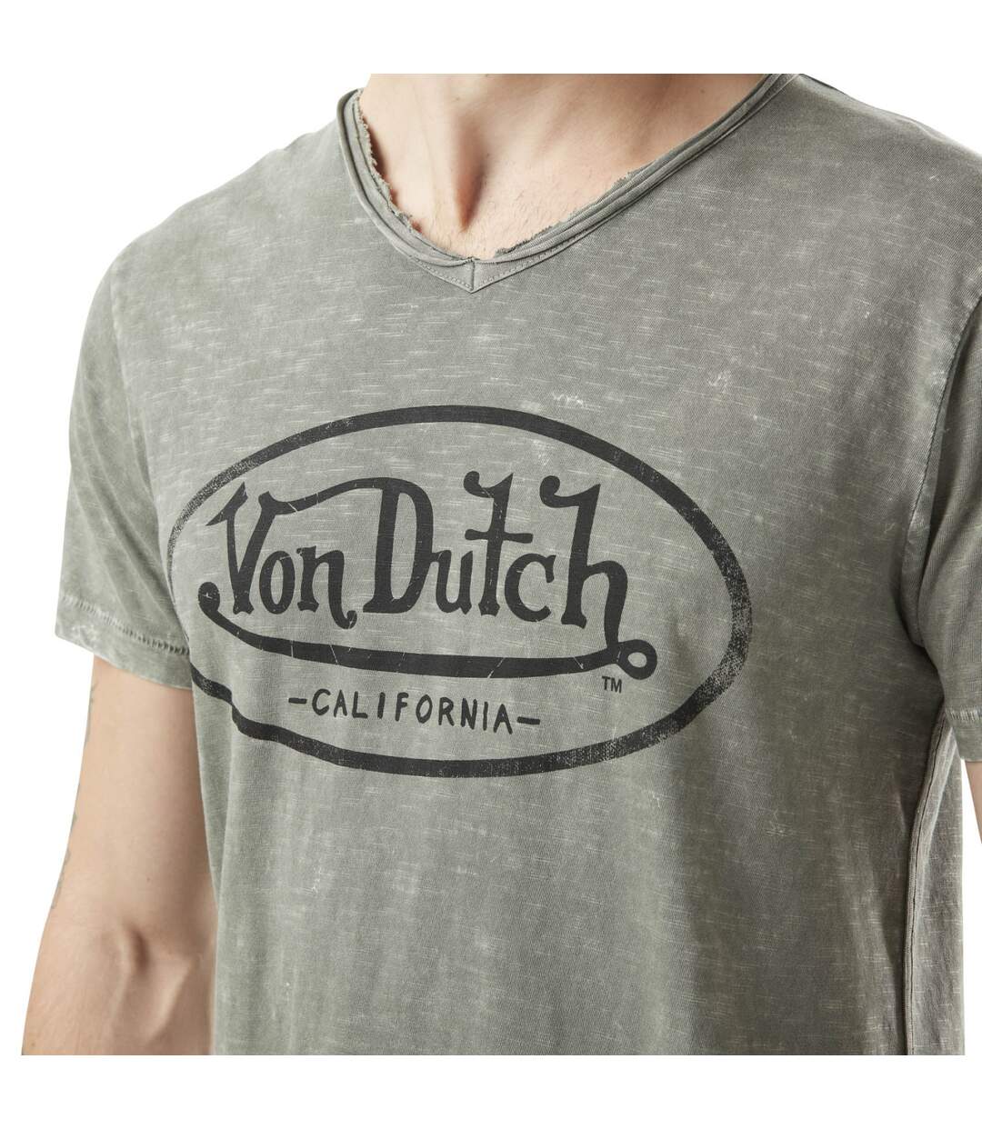 T-shirt homme col v avec traitement en coton Ron Vondutch