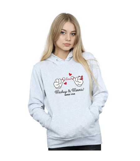 Disney Sweat à capuche Womens/Ladies Mickey Mouse Love Hands (Gris sportif) - UTBI10589