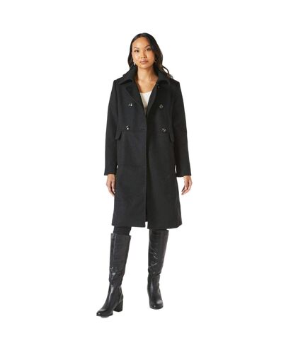 Womens/ladies double-breasted dolly coat black Principles