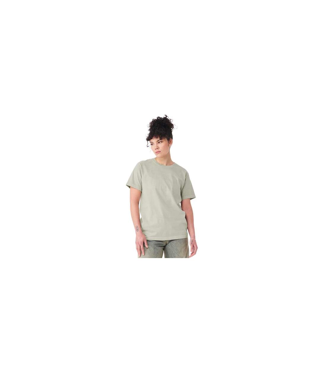 Unisex Adult Washed Canvas Heavyweight T-shirt Washed Thyme Bella + Canvas-1