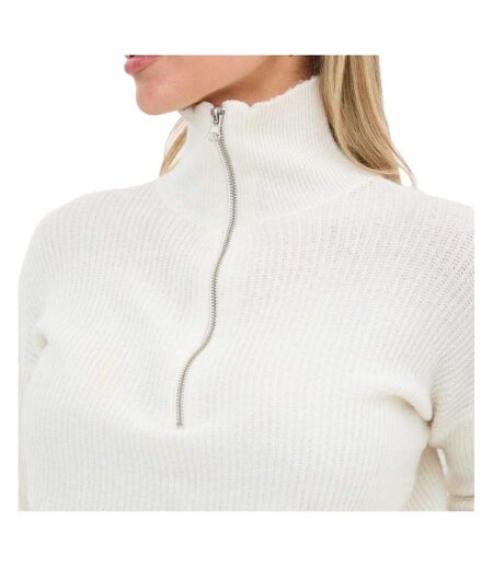 Womens/ladies Zip Neck Jumper Cream I Saw It First