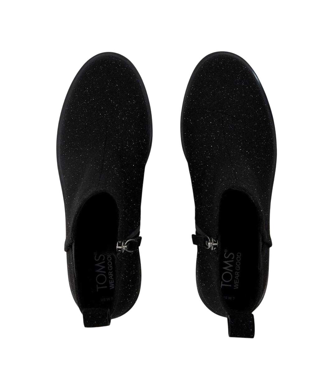 Womens/ladies Suede Wedge Boots Black Toms-3