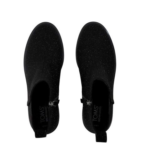 Womens/ladies Suede Wedge Boots Black Toms
