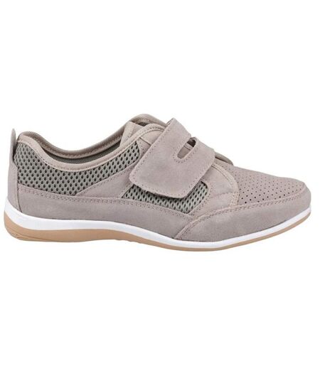Womens/ladies Pamela Leather Trainers Taupe Fleet & Foster