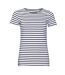 T-shirt Miles Femme Blanc Bleu Marine SOLS-1