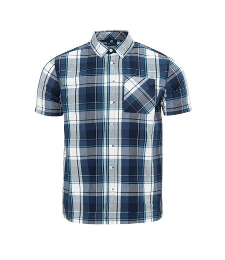 Mens Checkered Short-sleeved Shirt Navy White Giorgio