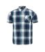Mens Checkered Short-sleeved Shirt Navy White Giorgio-1