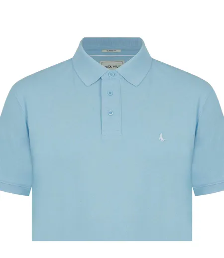 Mens Classic Embroidered Logo Polo Shirt Fresh Blue Sky Jack Wills