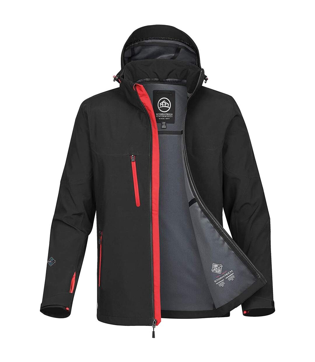 Womens/ladies Patrol Hooded Soft Shell Jacket Black Bright Red Stormtech-3